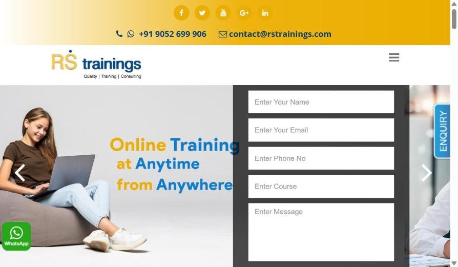 RS Trainings IT training institute website by VirtueSys